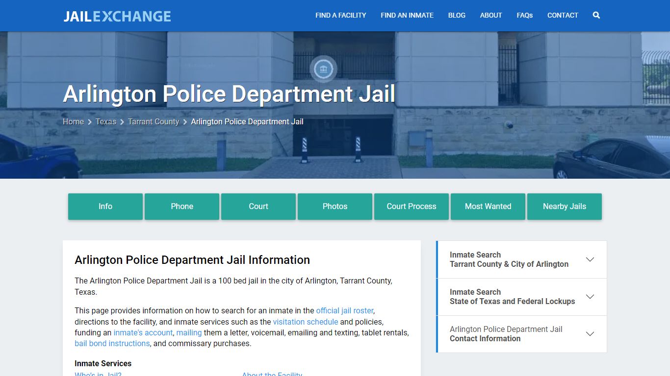 Arlington Police Department Jail, TX Inmate Search, Information